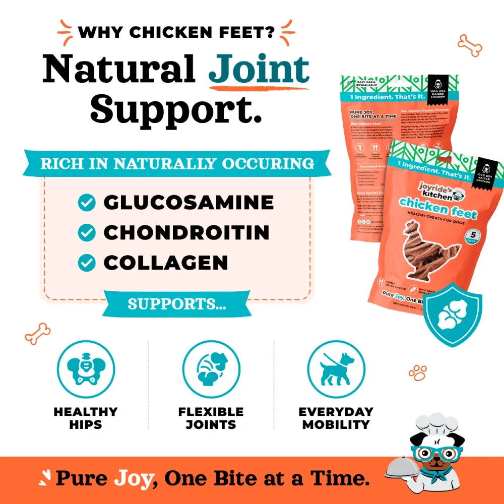 Joyride's Kitchen USA Chicken Feet Dehydrated Dog Treats
