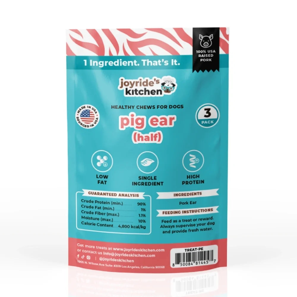 Joyride's Kitchen USA Half Pig Ears Dehydrated Dog Treats