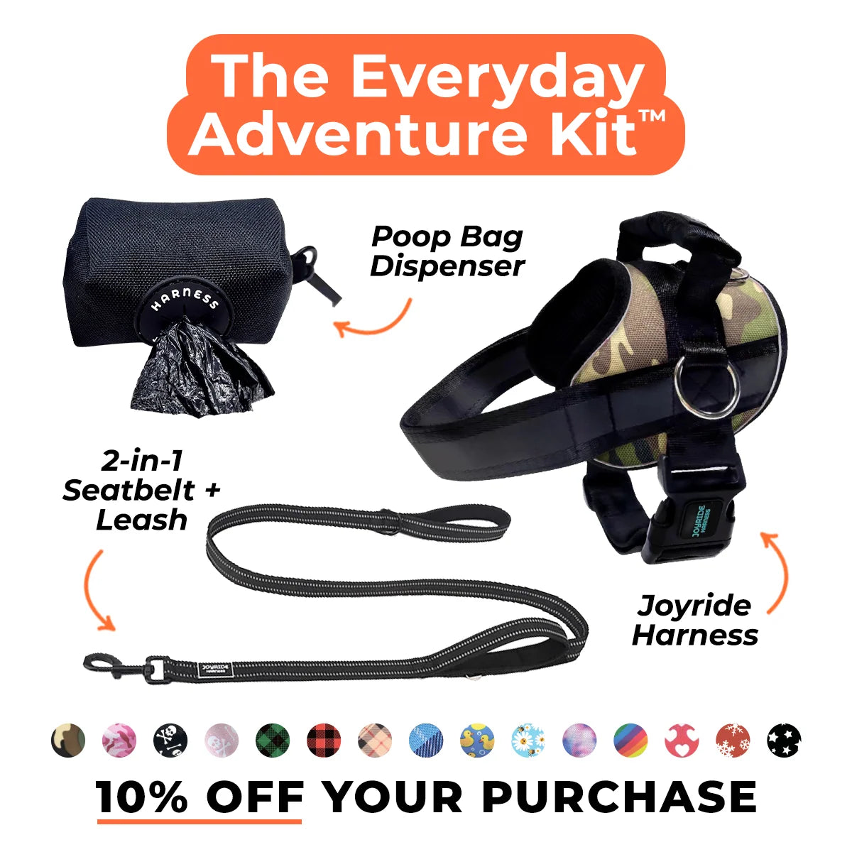 No Pull Joyride Dog Harness 2.0 (Patterns) | 10% Off