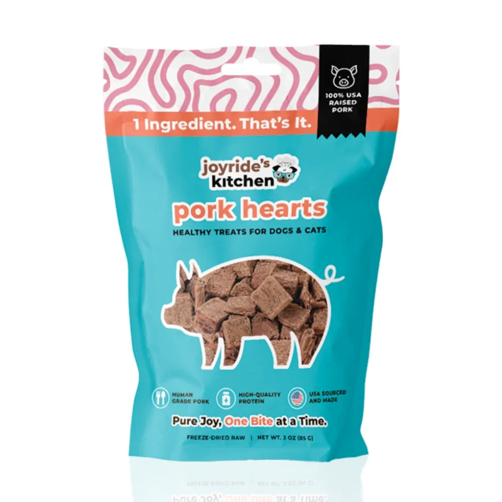 Joyride's Kitchen Premium Pork Hearts Freeze-Dried Raw Dog Treats