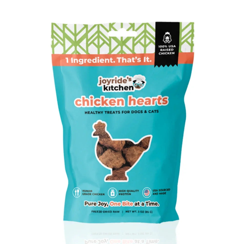 Joyride's Kitchen Premium Chicken Hearts Freeze-Dried Raw Dog Treats