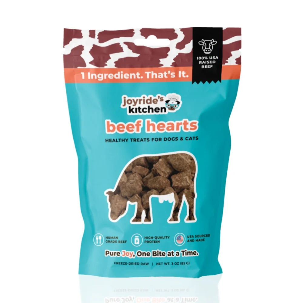 Joyride's Kitchen Premium Beef Hearts Freeze-Dried Raw Dog Treats